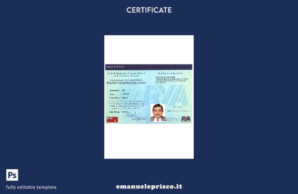 stile verificato Modello di certificati di competenza del Regno Unito RYA Yachtm